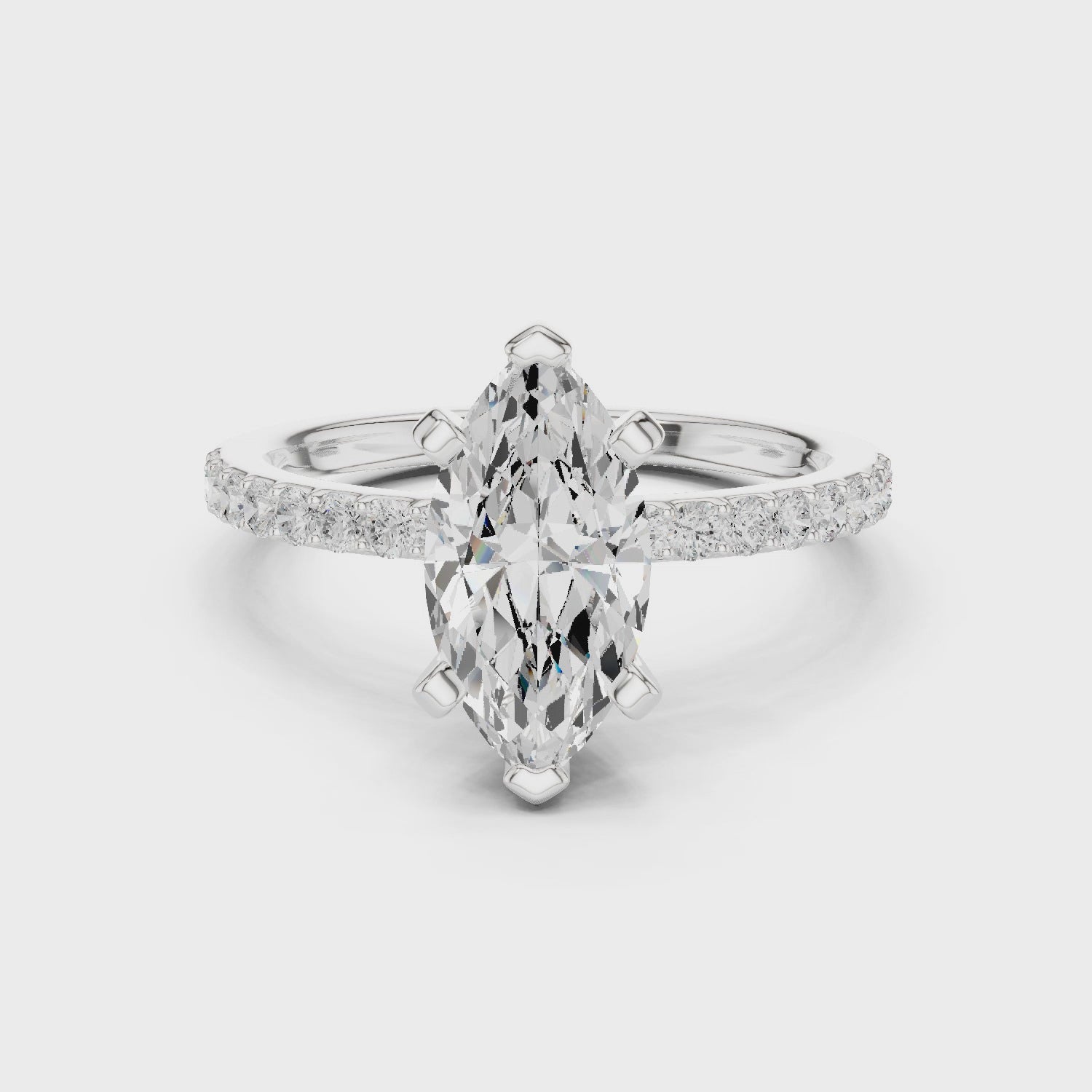 Marquise Cut Pavé Diamond Engagement Ring