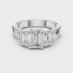 Emerald Cut Three Stone Diamond Engagement Ring