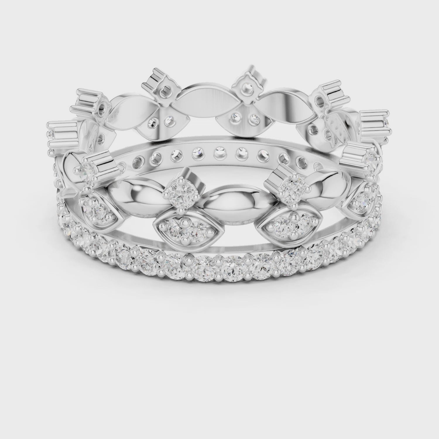 Vintage Floral Diamond Eternity Band in Rose Gold