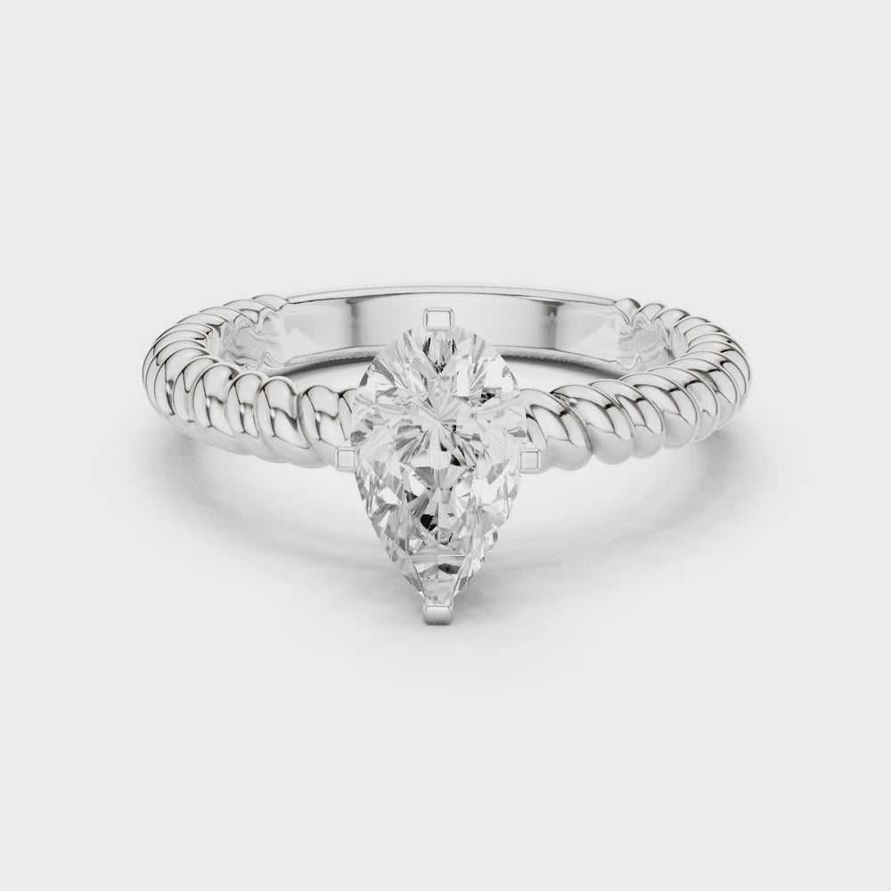Twisted Band Pear Cut Diamond Engagement Ring