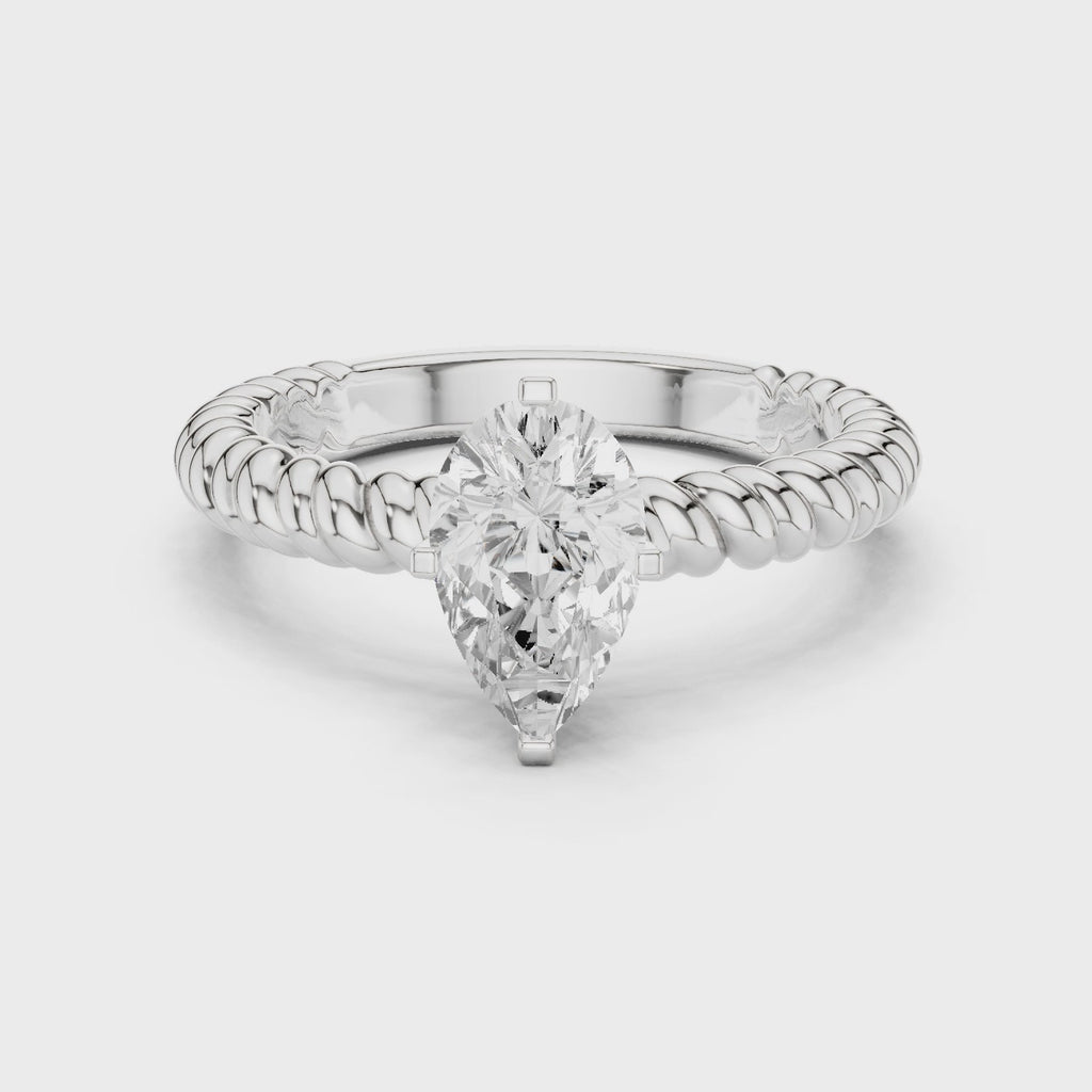 Twisted Band Pear Cut Diamond Engagement Ring