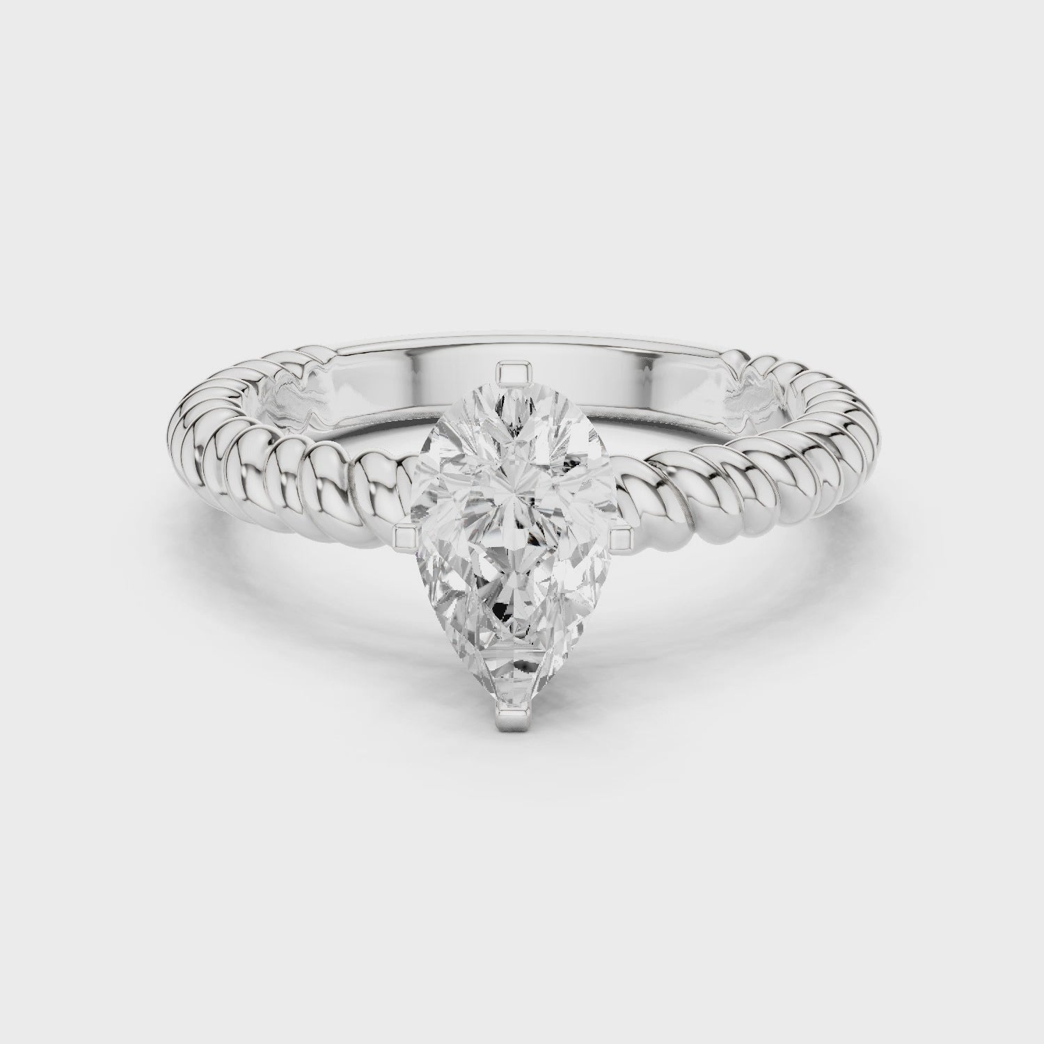 Twisted Band Pear Cut Diamond Engagement Ring