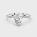Minimal Pear Cut Pavé Diamond Engagement Ring