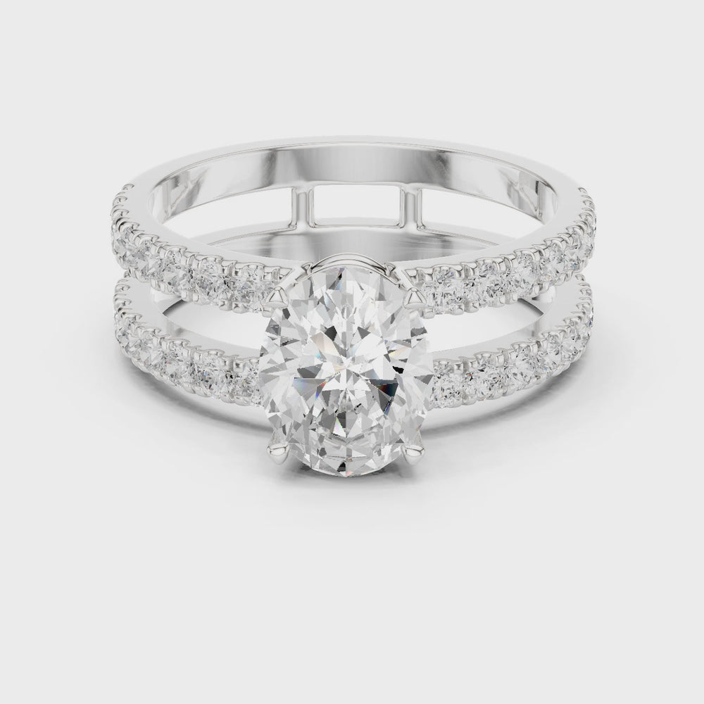 Oval Cut Double Band Diamond Engagement Ring