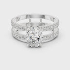 Oval Cut Double Band Diamond Engagement Ring