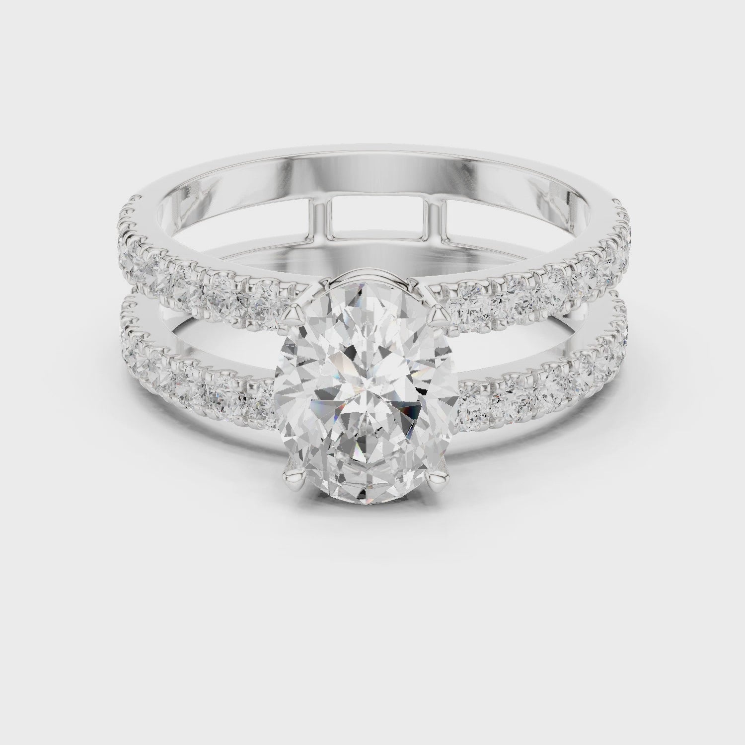 Oval Cut Double Band Diamond Engagement Ring