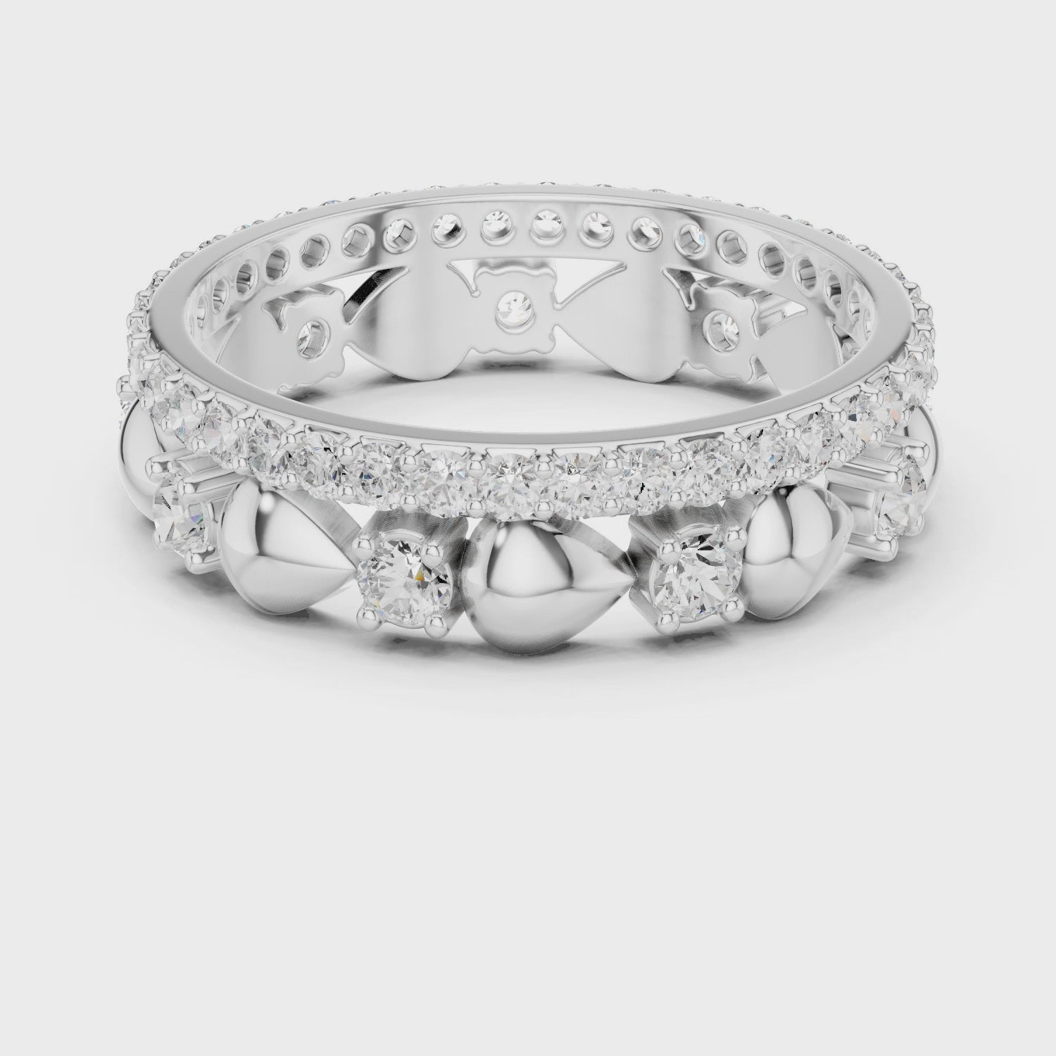 Luxury Heart Motif Diamond Eternity Band in Rose Gold