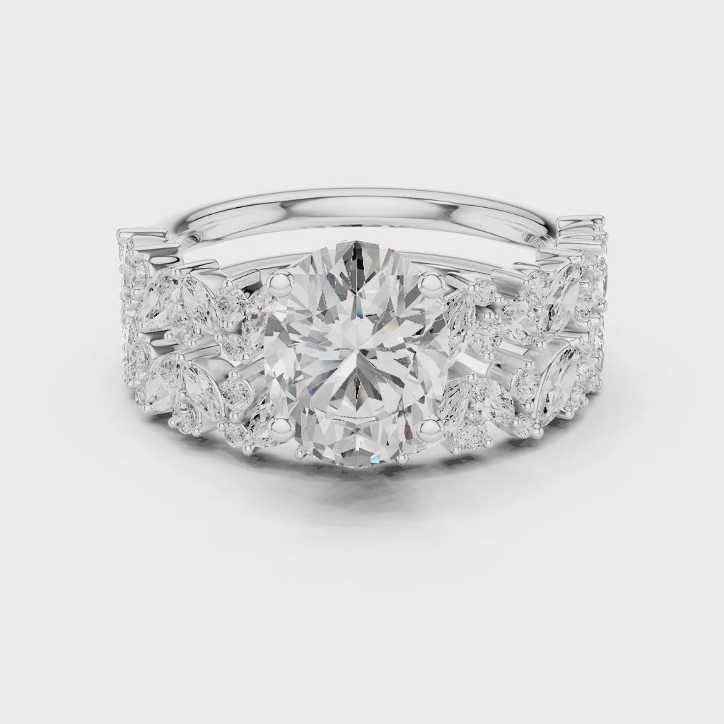 Oval Cut Multi-Row Diamond Statement Ring