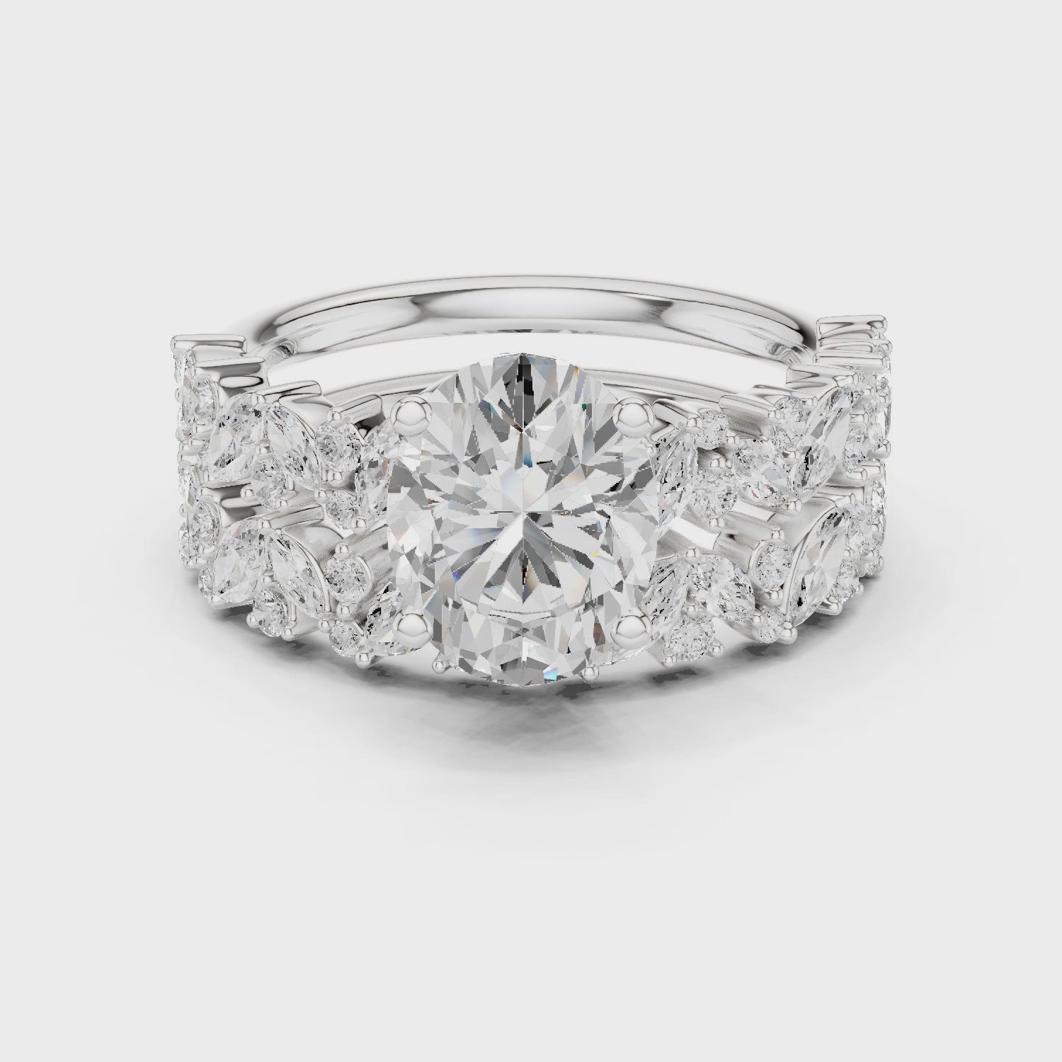 Oval Cut Multi-Row Diamond Statement Ring