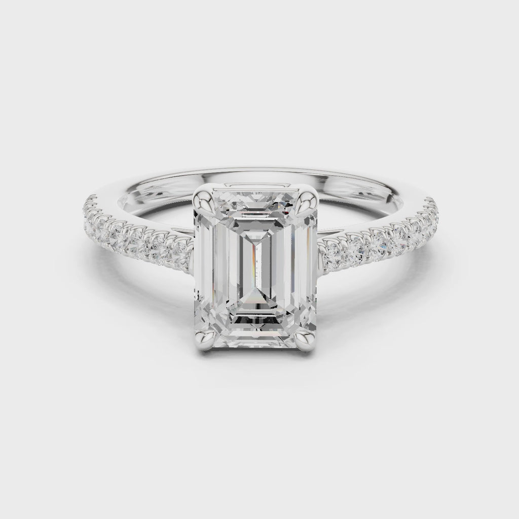 Emerald Cut Pavé Diamond Engagement Ring
