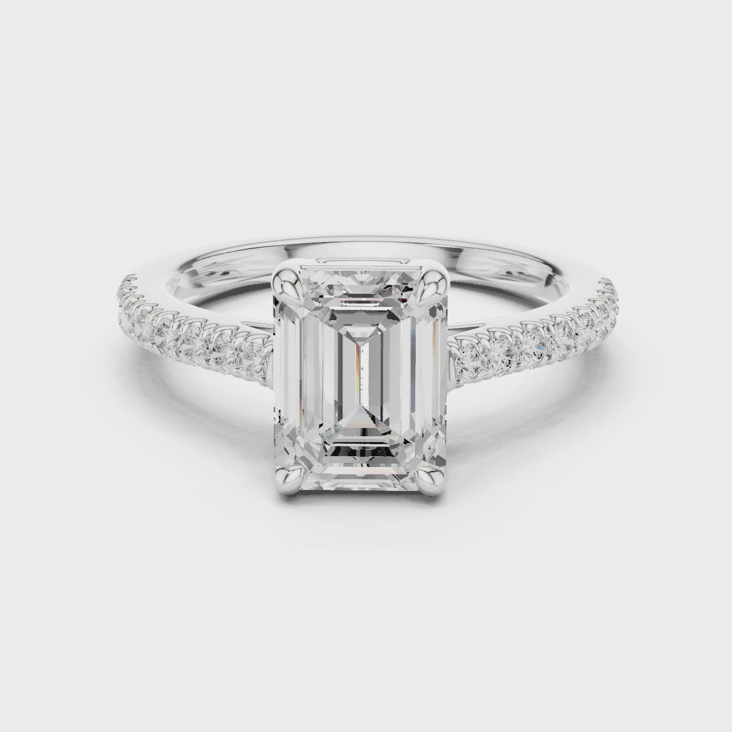 Emerald Cut Pavé Diamond Engagement Ring