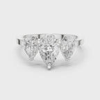 Three Stone Pear Diamond Engagement Ring