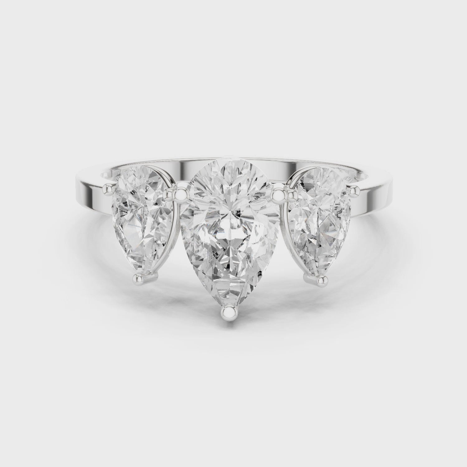 Three Stone Pear Diamond Engagement Ring