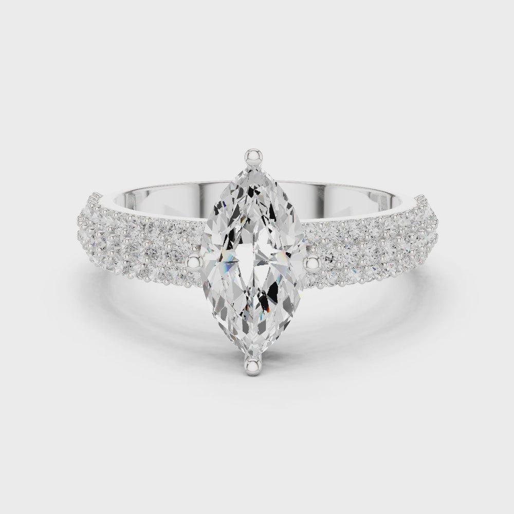 Marquise Triple Pavé Diamond Engagement Ring
