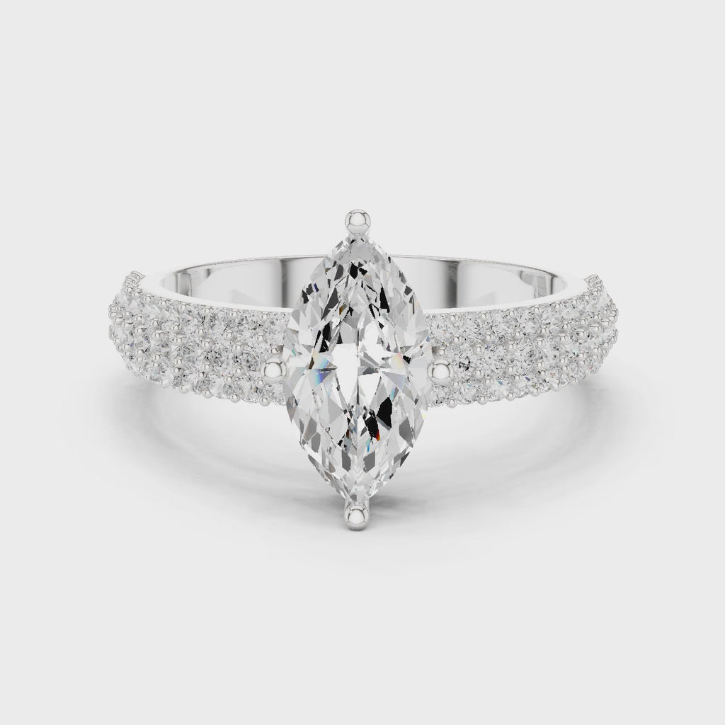 Marquise Triple Pavé Diamond Engagement Ring