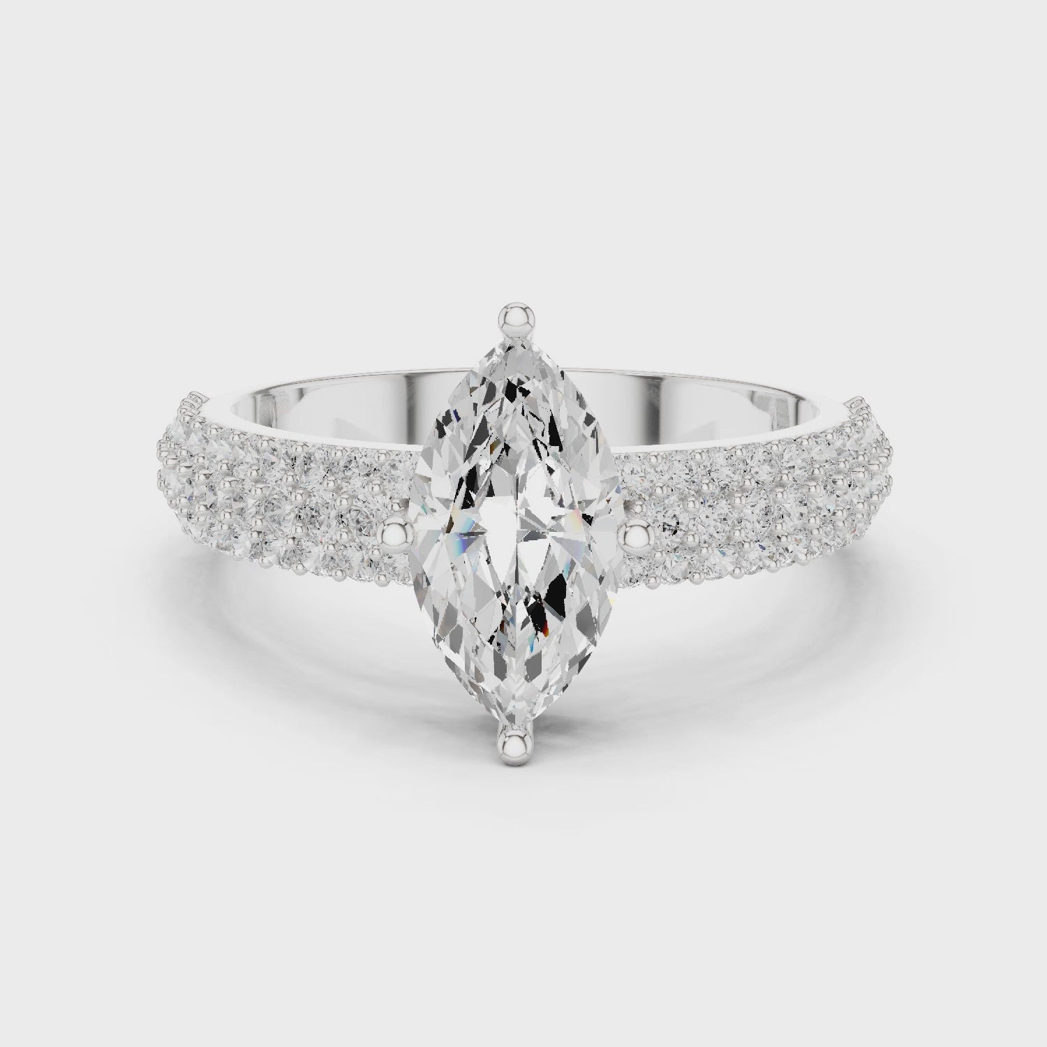 Marquise Triple Pavé Diamond Engagement Ring