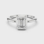Emerald Cut Bezel Set Diamond Engagement Ring
