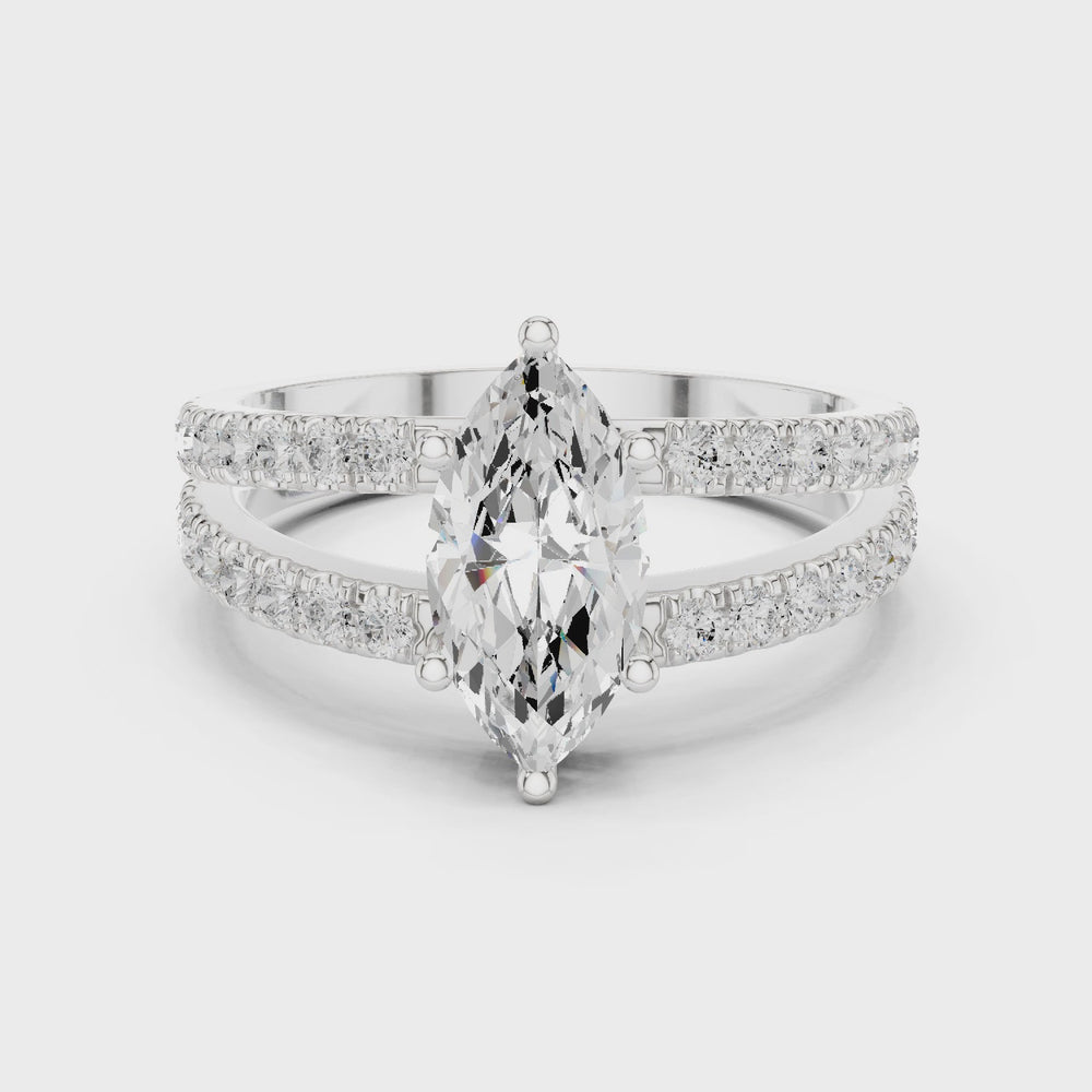 Marquise Cut Split Shank Diamond Engagement Ring