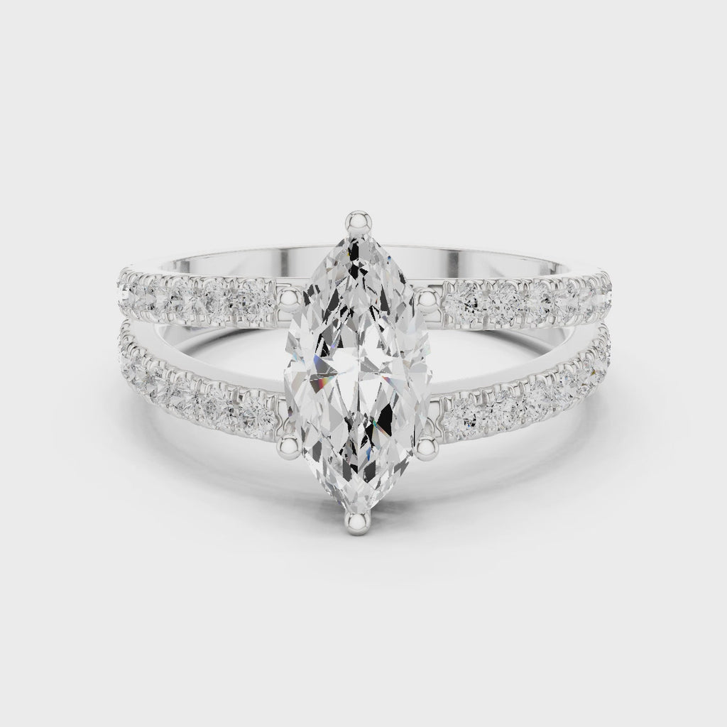 Marquise Cut Split Shank Diamond Engagement Ring