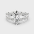 Marquise Cut Split Shank Diamond Engagement Ring