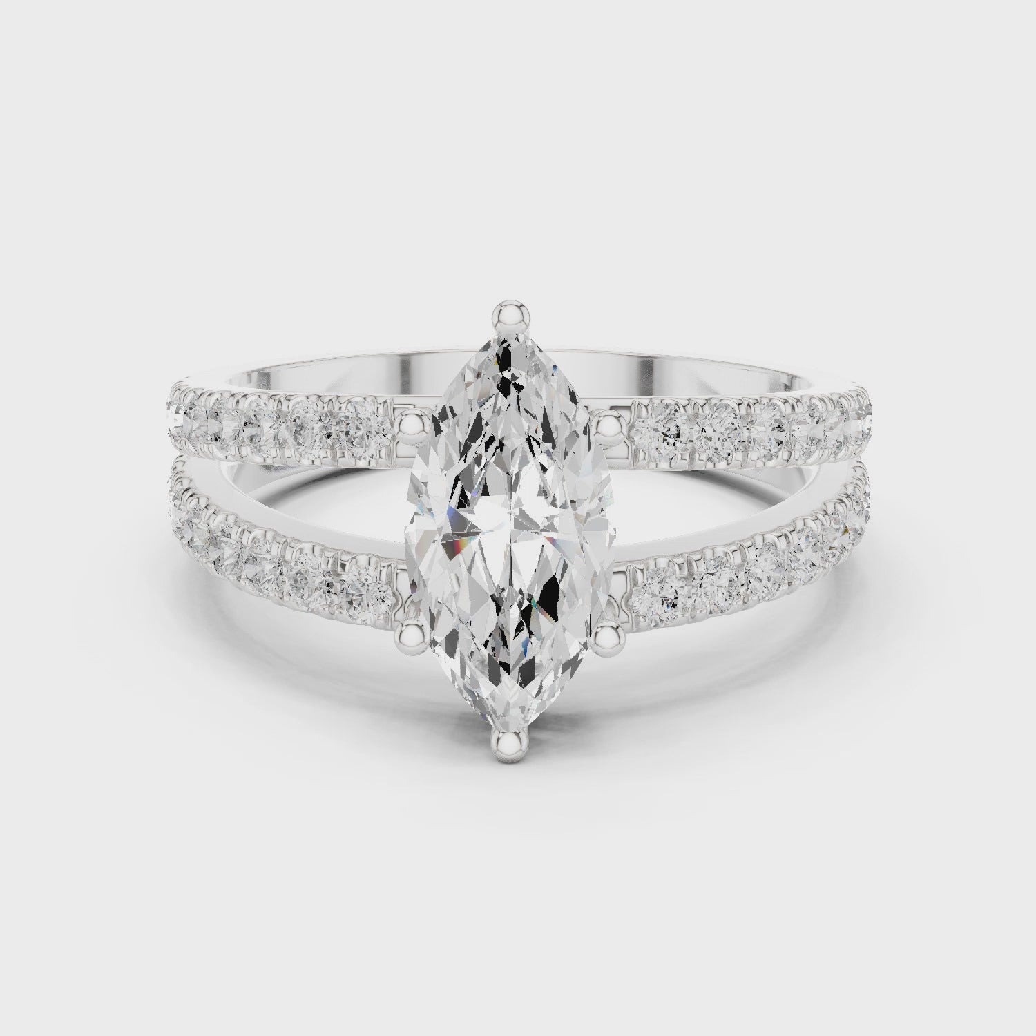 Marquise Cut Split Shank Diamond Engagement Ring