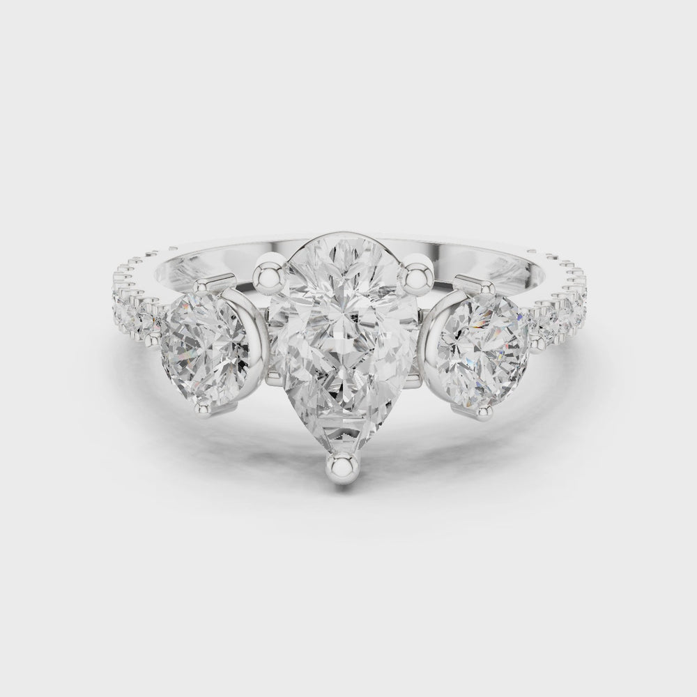 Pear Cut Three Stone Diamond Engagement Ring
