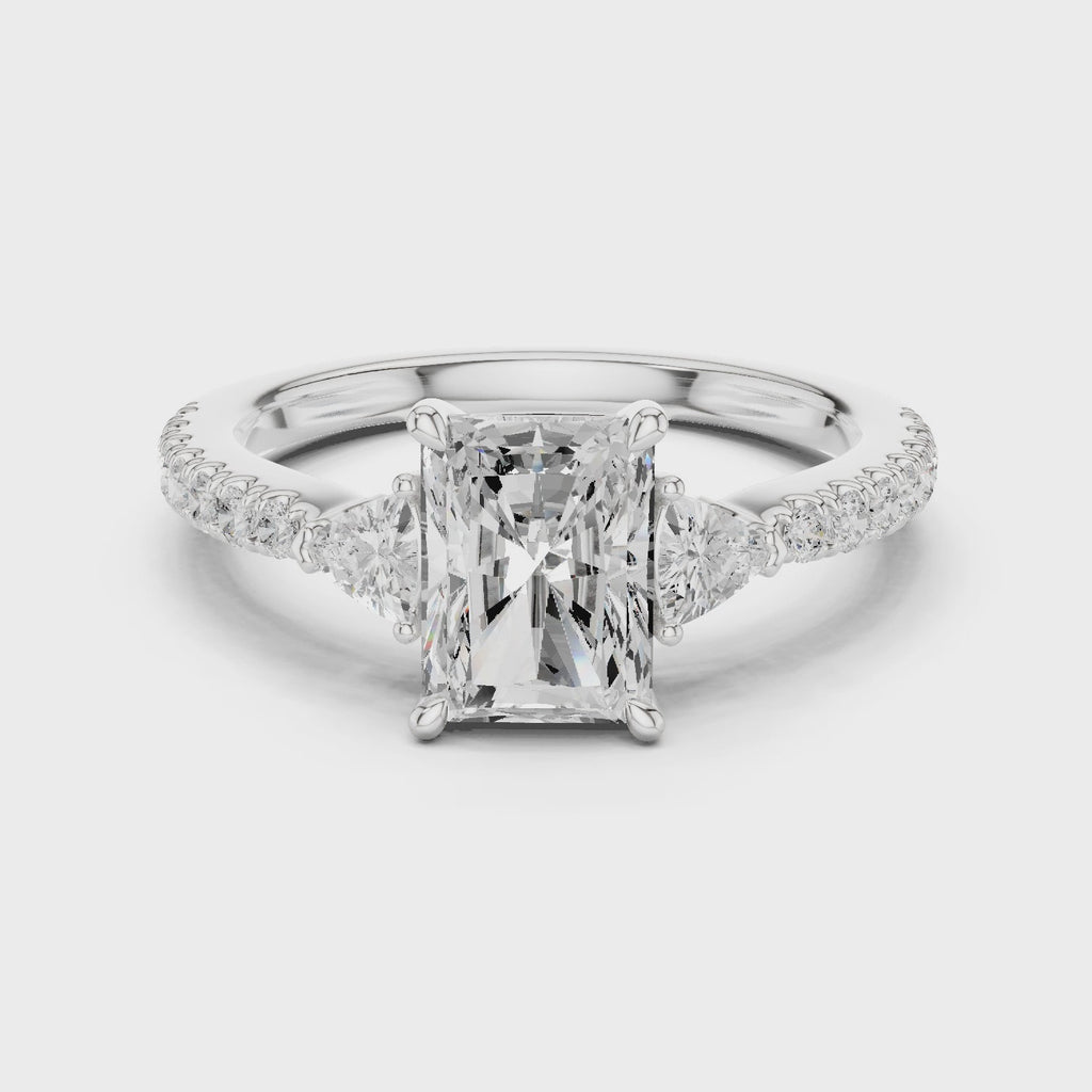 Radiant Cut Three Stone Diamond Engagement Ring