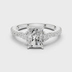 Radiant Cut Three Stone Diamond Engagement Ring