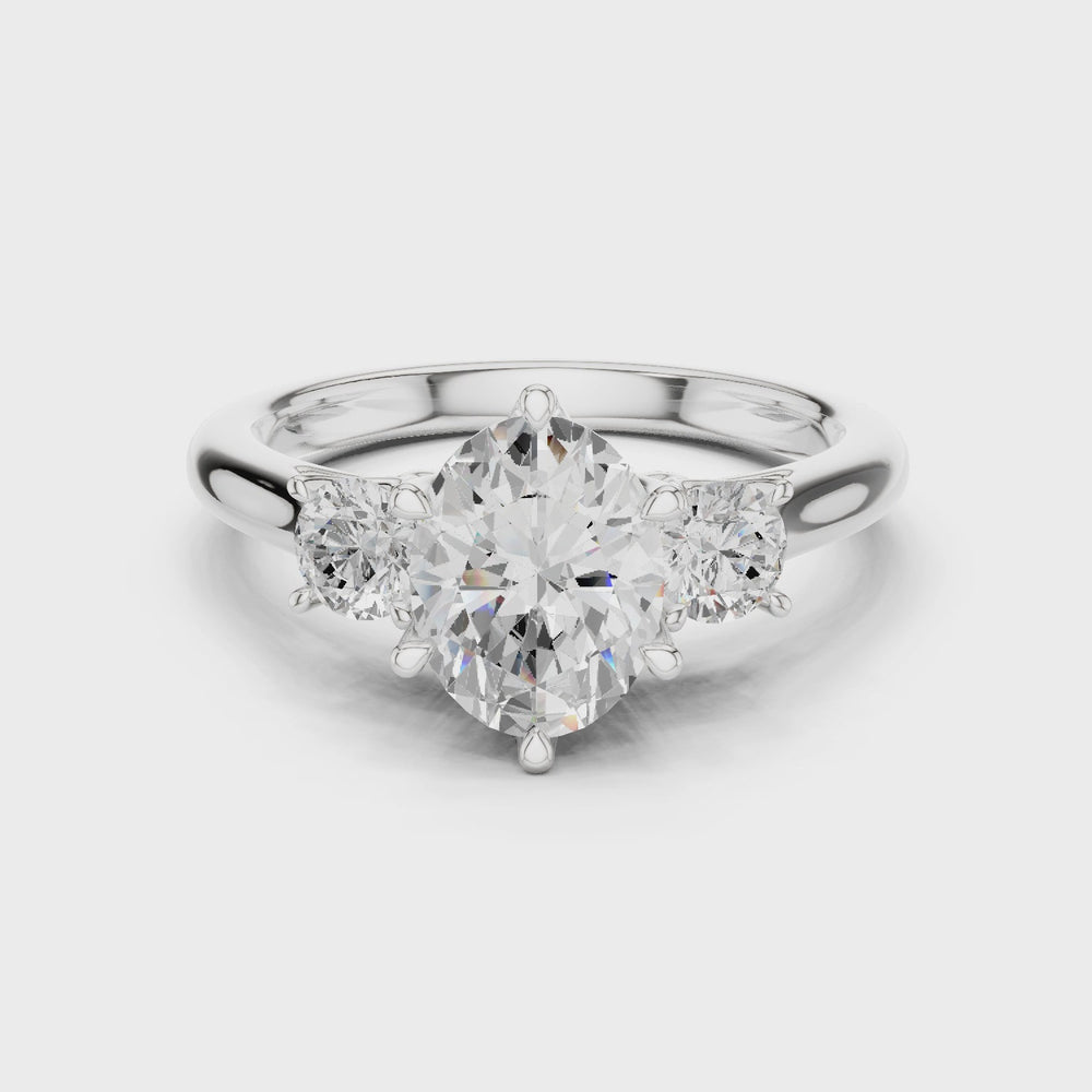 Oval Three Stone Diamond Engagement Ring
