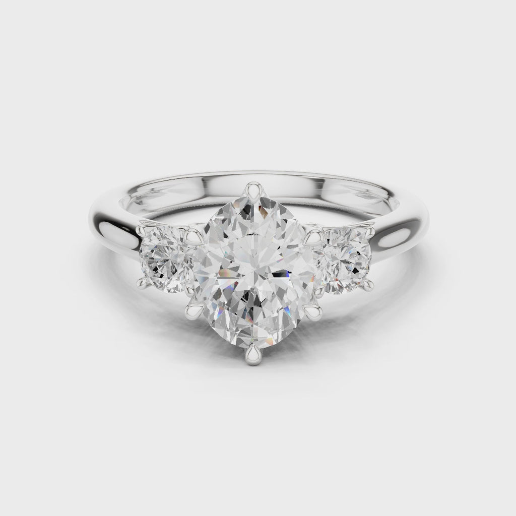 Oval Three Stone Diamond Engagement Ring