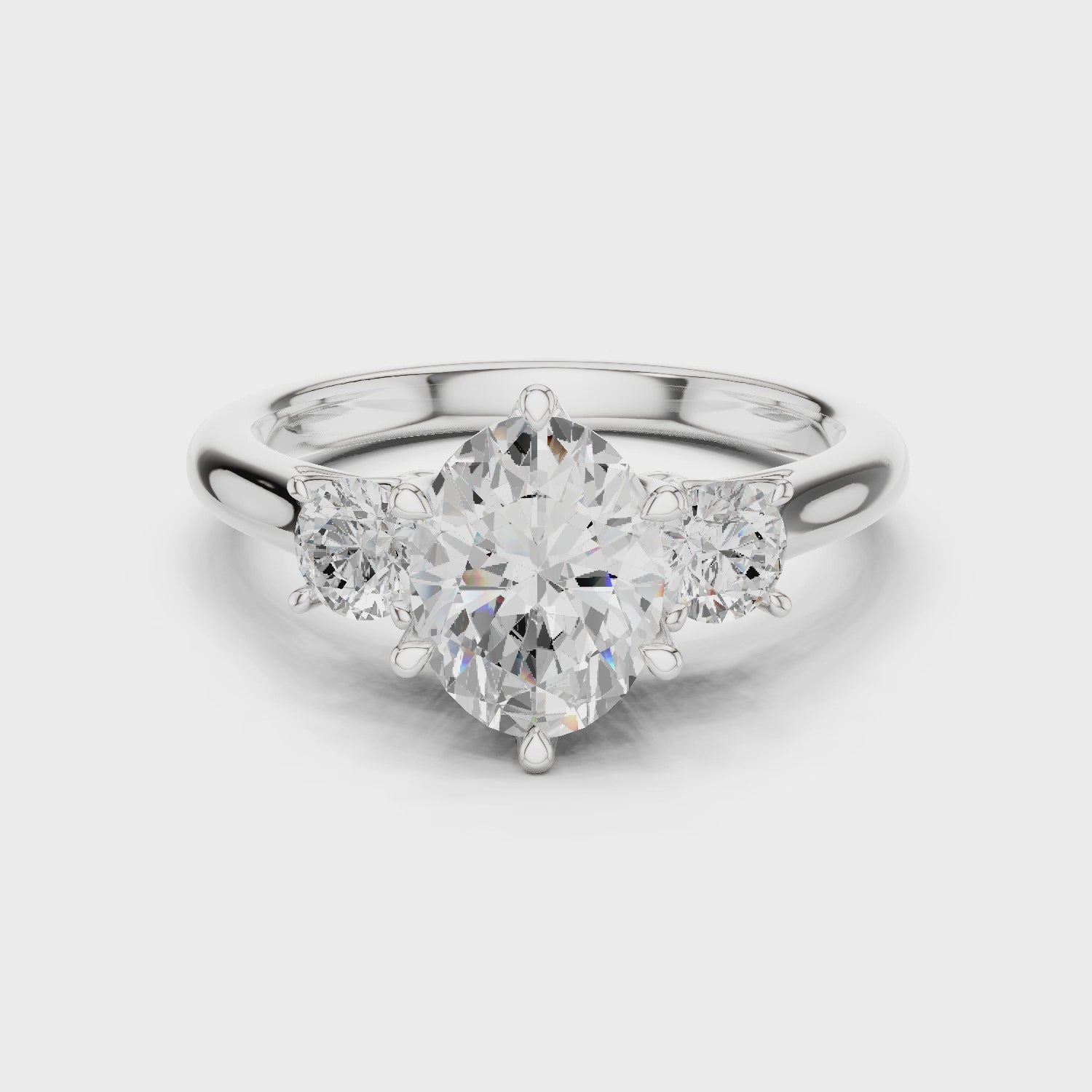 Oval Three Stone Diamond Engagement Ring