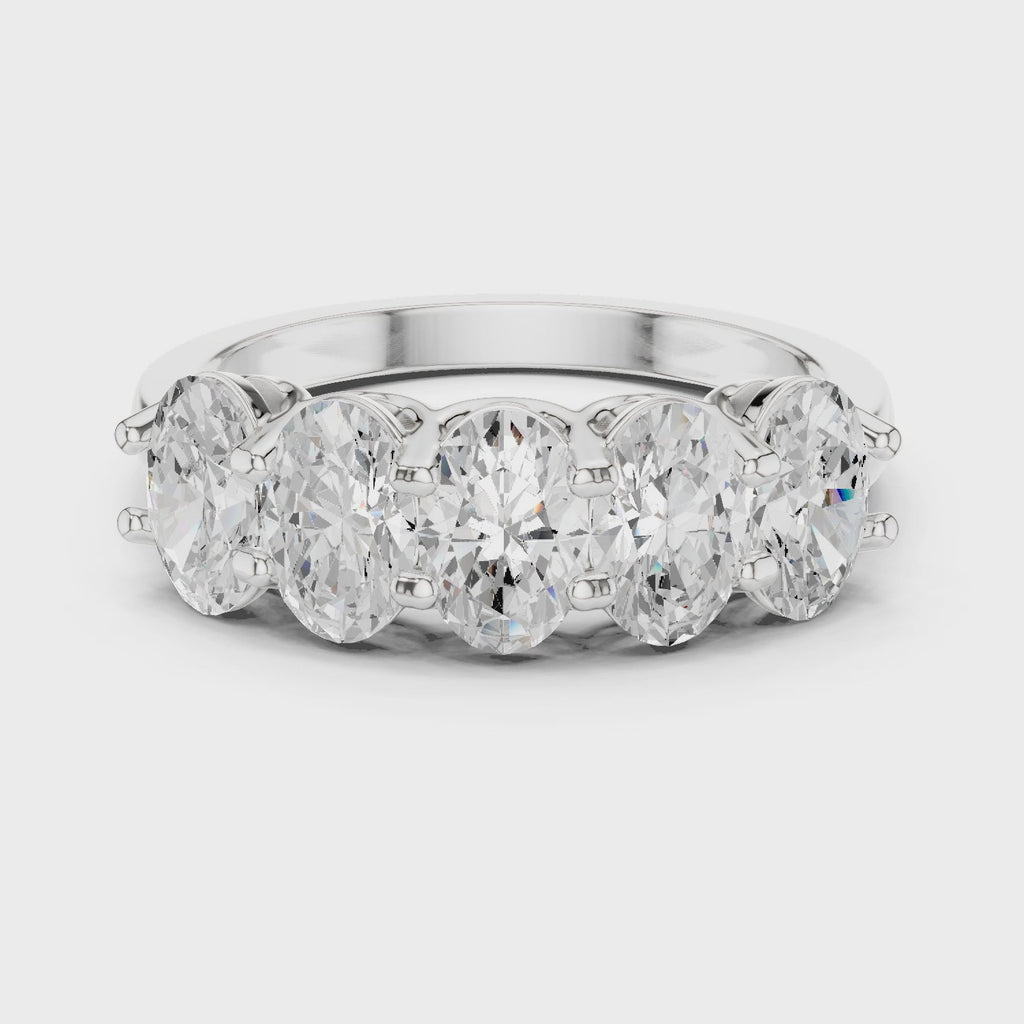 Five Oval Cut Diamond Anniversary Ring in Rose Gold