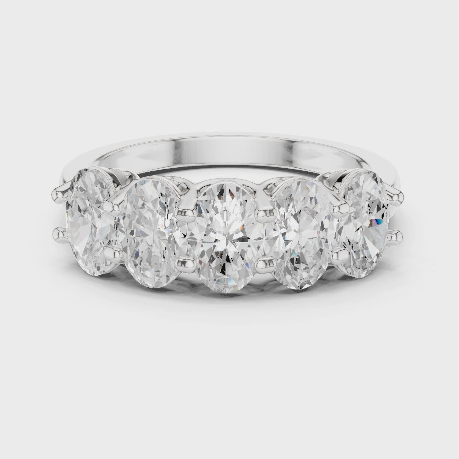 Five Oval Cut Diamond Anniversary Ring in Rose Gold