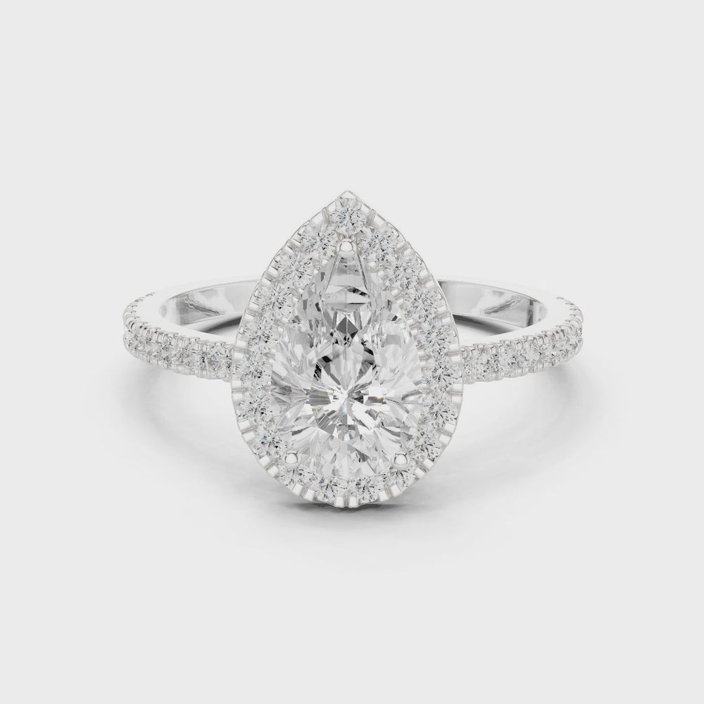Pear Halo Pavé Diamond Engagement Ring