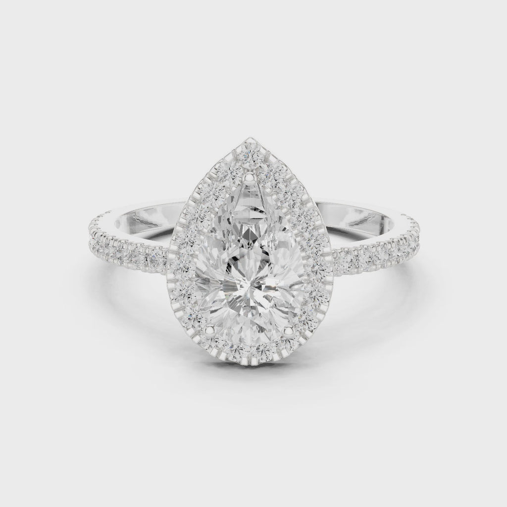Pear Halo Pavé Diamond Engagement Ring