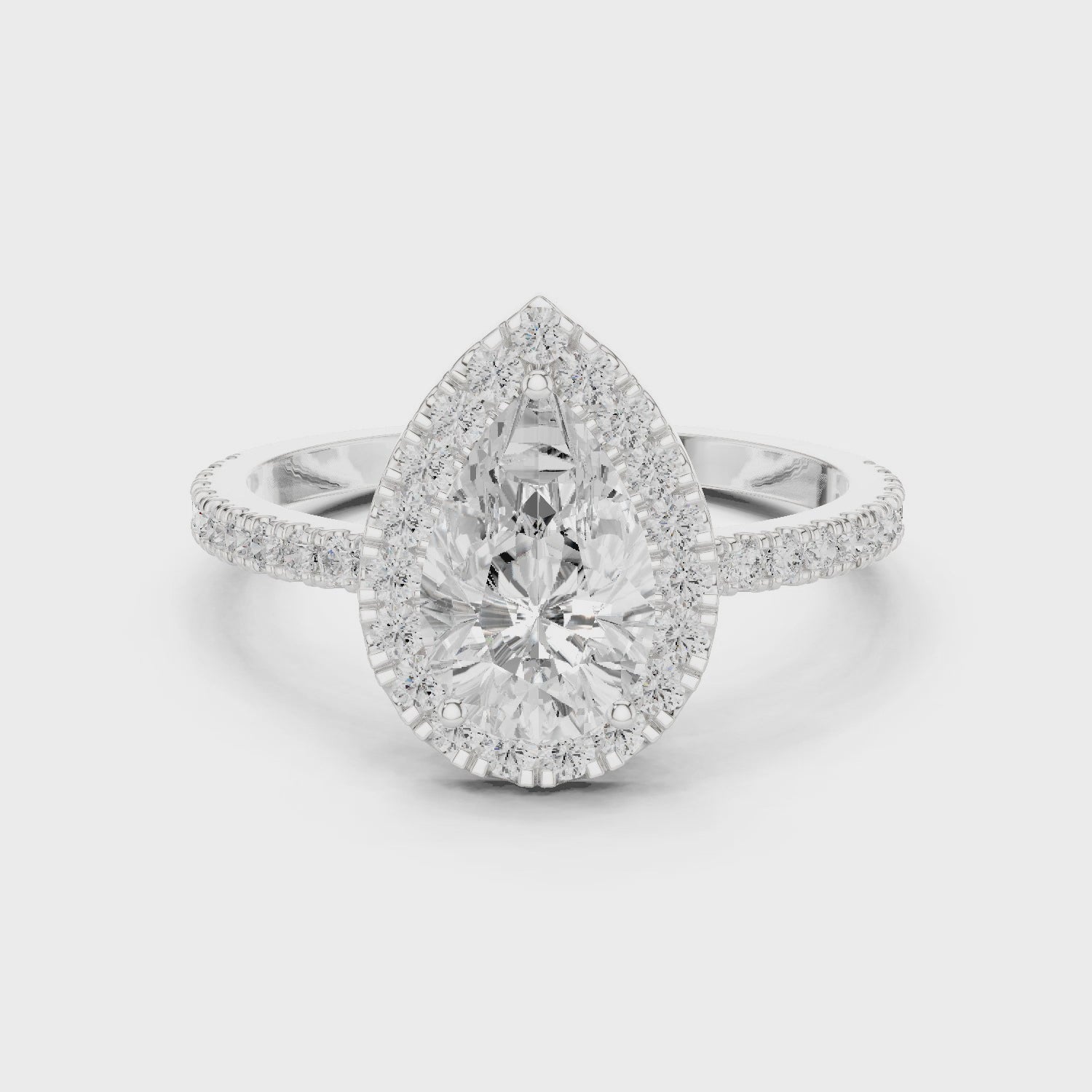 Pear Halo Pavé Diamond Engagement Ring