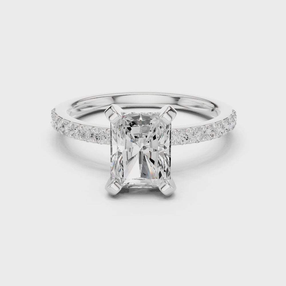 Radiant Cut Pavé Diamond Engagement Ring