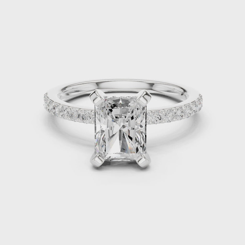 Radiant Cut Pavé Diamond Engagement Ring