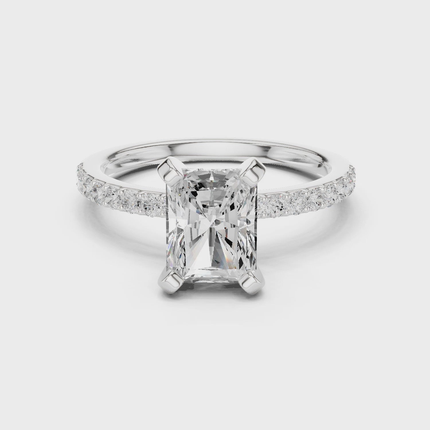 Radiant Cut Pavé Diamond Engagement Ring