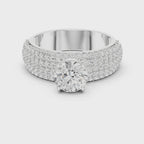 Round Diamond Multi Row Pave Engagement Ring