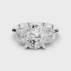 Oval Three Stone Diamond Engagement Ring with Round Side Stones
