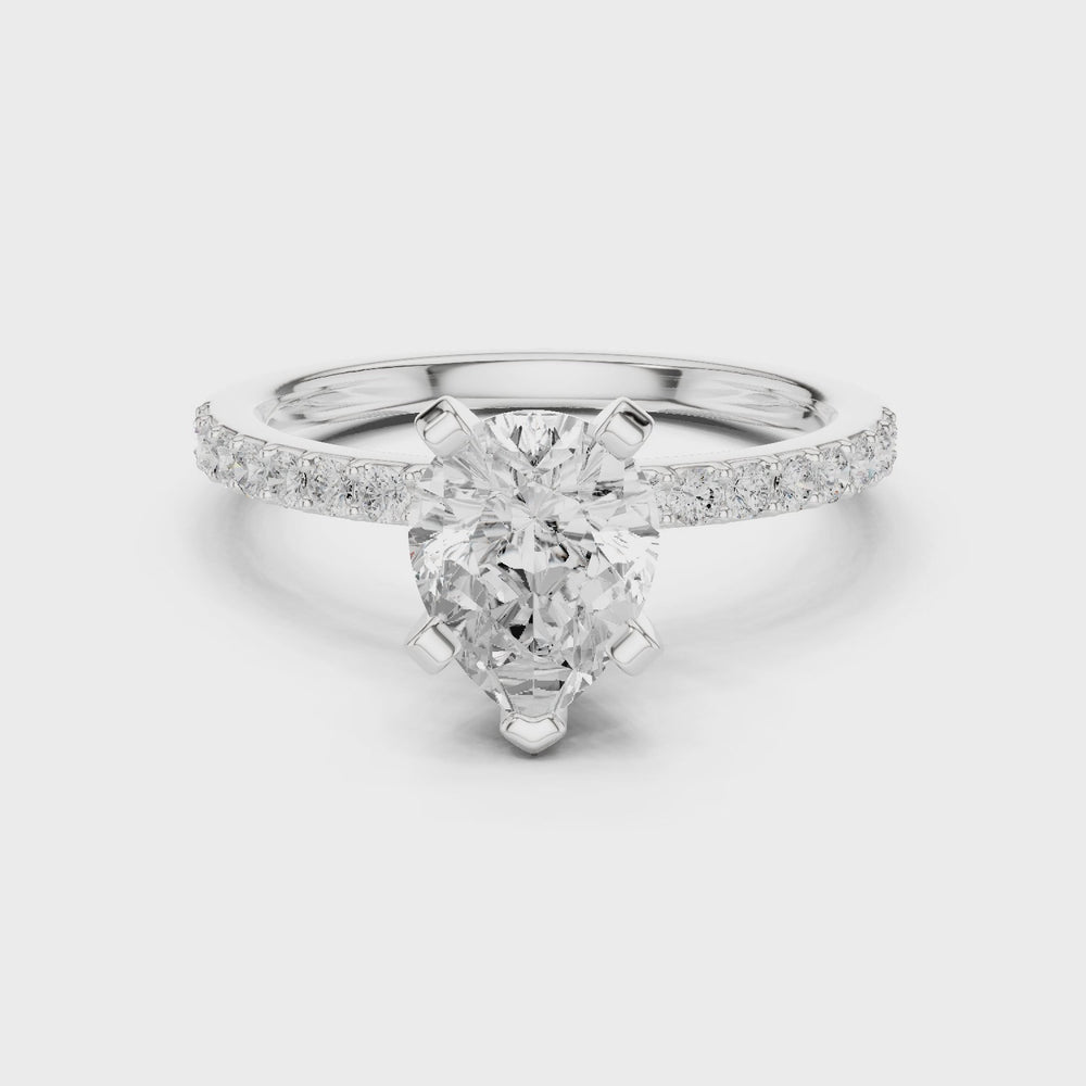 Pear Cut Pavé Diamond Engagement Ring