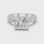 Princess Cut Diamond Eternity Engagement Ring with Shared Prong Band