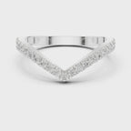 Chevron Diamond Wedding Band Ring in Rose Gold