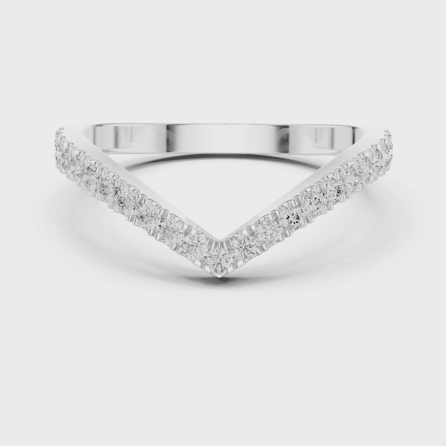 Chevron Diamond Wedding Band Ring in Rose Gold