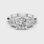 Cushion Cut Three Stone Diamond Engagement Ring
