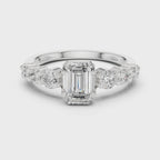 Emerald Cut Three Stone Diamond Engagement Ring