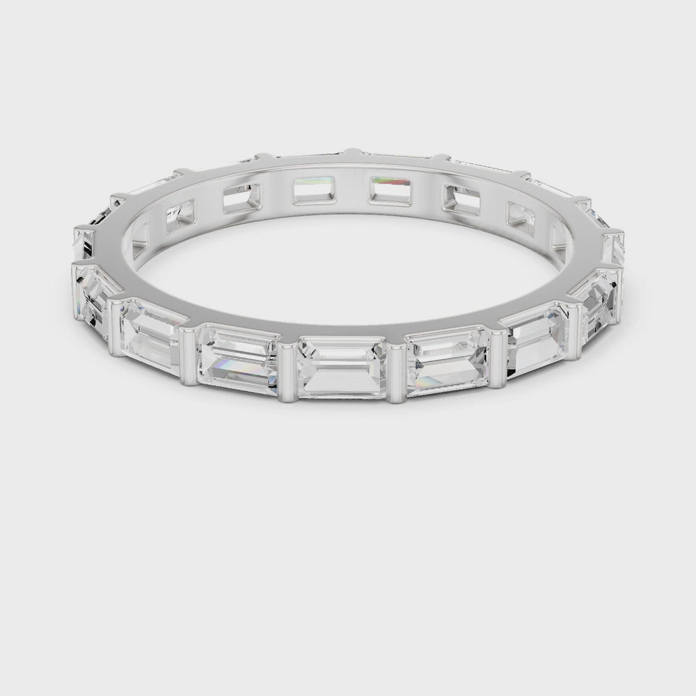 Baguette Cut Diamond Eternity Band Ring in Rose Gold