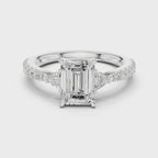 Emerald Cut Three Stone Diamond Engagement Ring