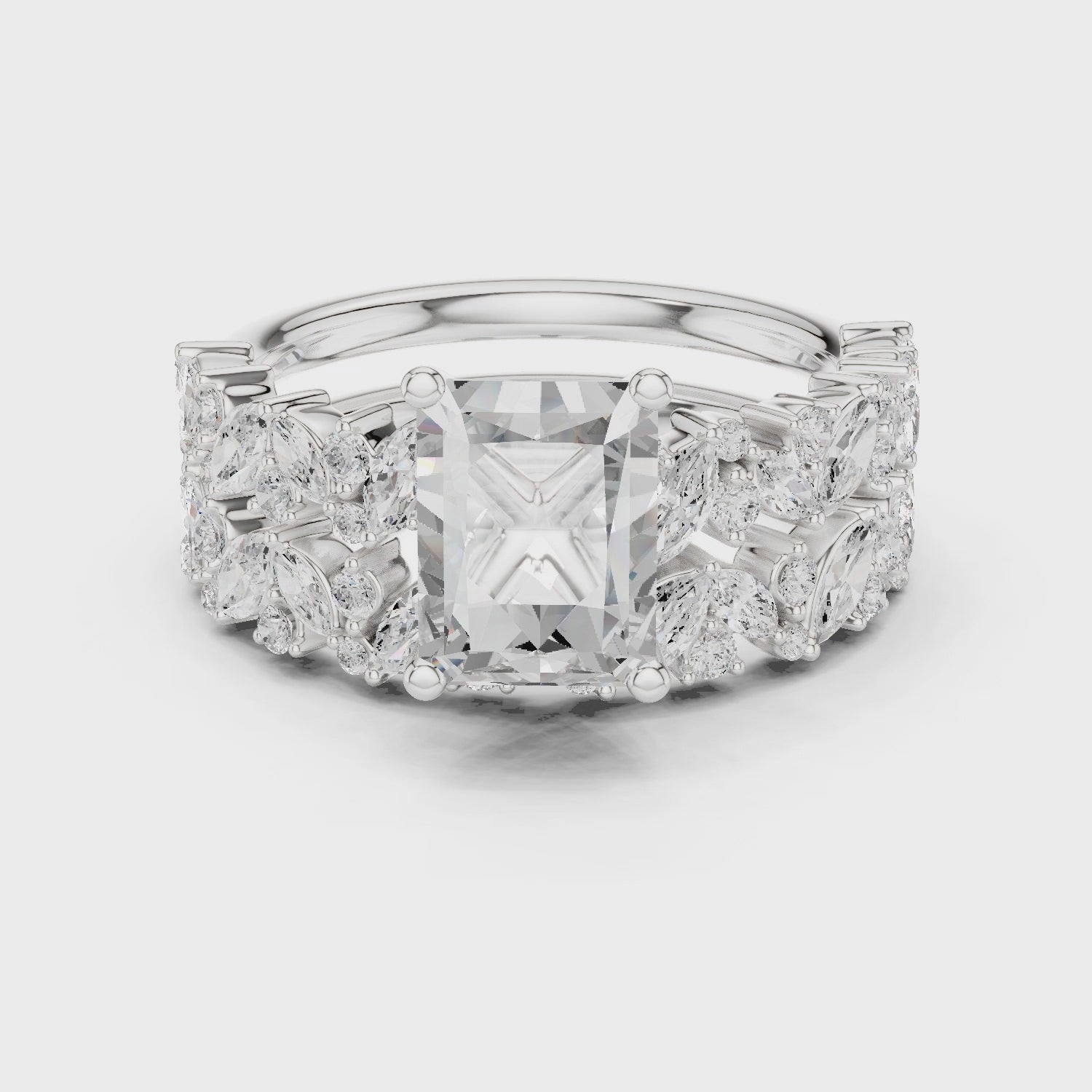 Radiant Cut Multi-Row Diamond Statement Ring